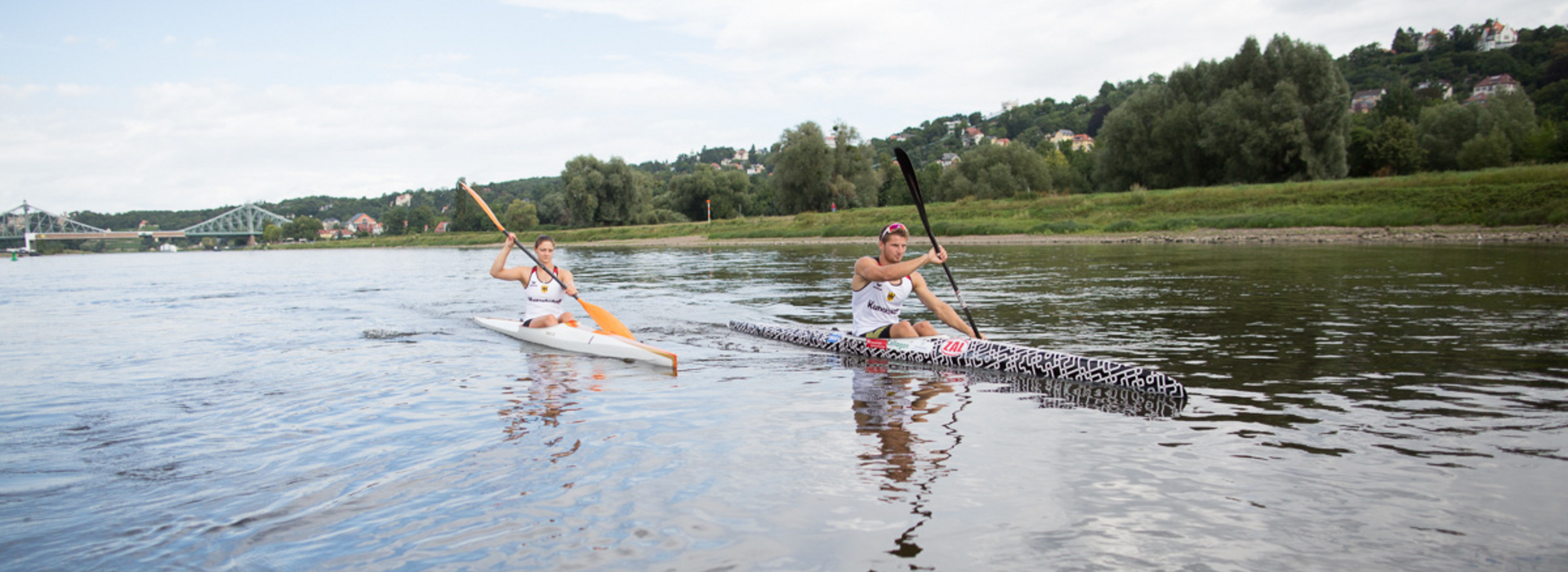 canoeists on the river Elbe