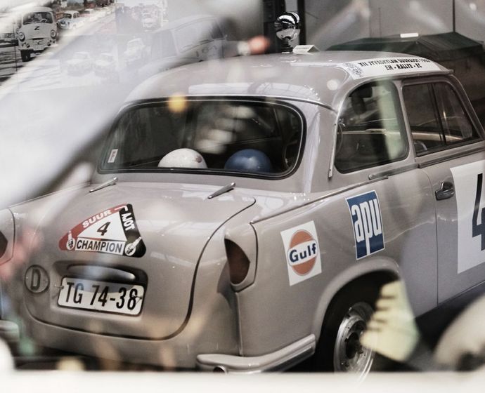 Trabant with advertising banners